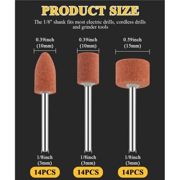 Sanding Bits for Dremel Rotary Tool, Grinding Stone Sanding Drill Bits 1/8"Shank - Picture 13 of 14